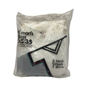VTG 70s Kmart’s Best 3pck V-Neck T-Shirts Sealed XL 42-44 Combed Cotton 65/35